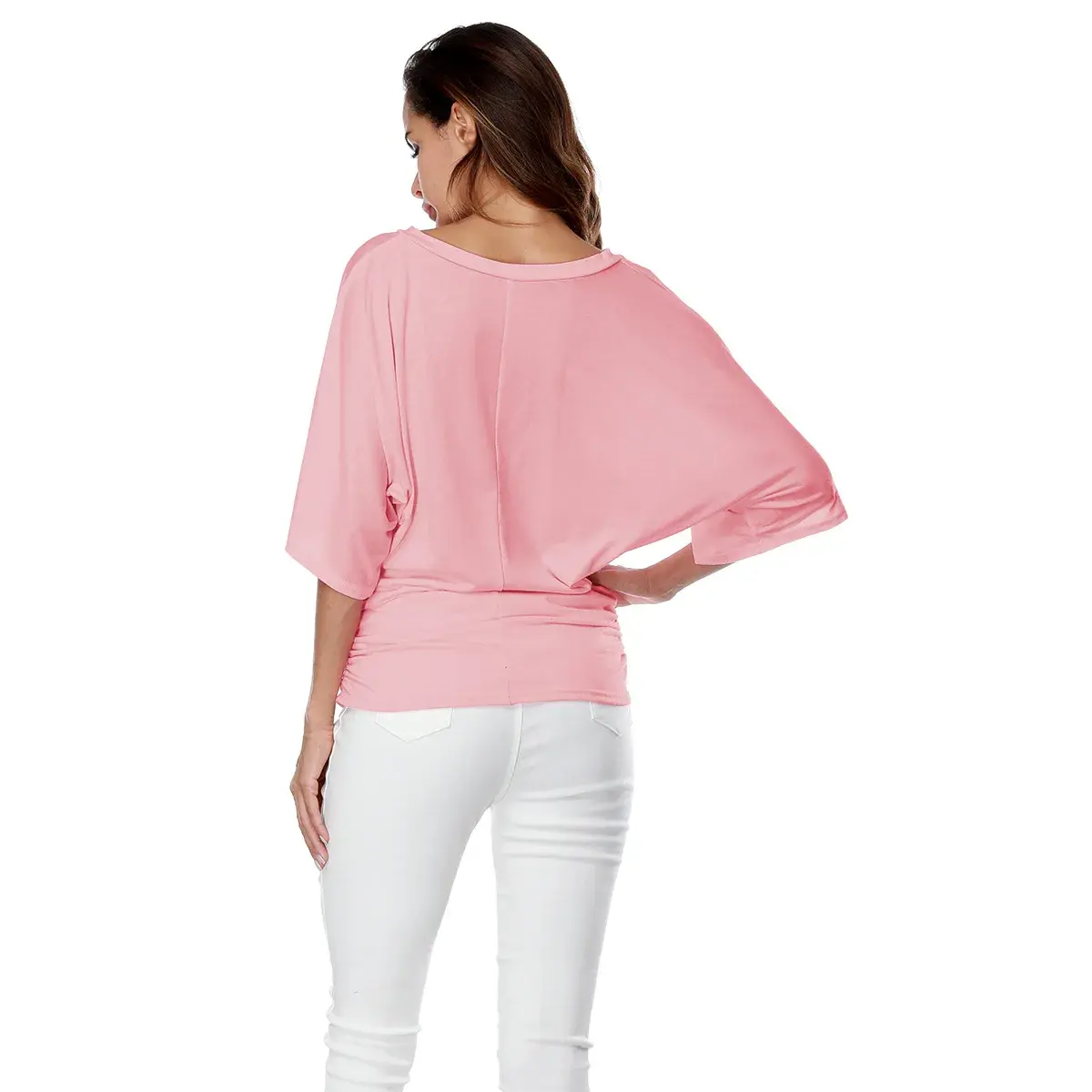 Women's Loose-Fit T-Shirt Short Sleeves Sexy Off-The-Shoulder Batwing Sleeve Non-Regular Top Plus Size Crew Neck Top A1375
