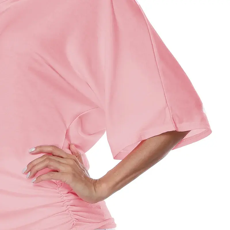 Women's Loose-Fit T-Shirt Short Sleeves Sexy Off-The-Shoulder Batwing Sleeve Non-Regular Top Plus Size Crew Neck Top A1375