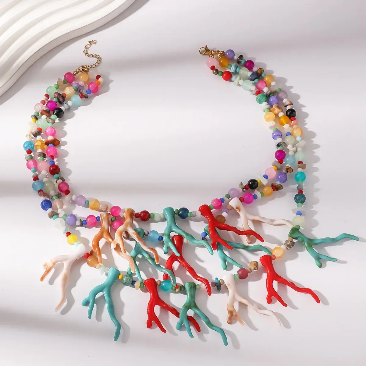 New Fashionable Unique Punk Decorative Necklace Vintage Exaggerated Multi-layer Coral Clavicle Chain