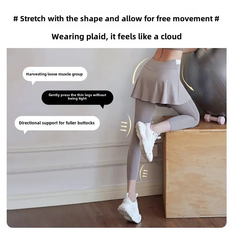 High-Waisted Illusionleggings Two-Piece Set Yoga Fitness Sportswear Quick Dry Breathable Stretchy Color Block Leggings