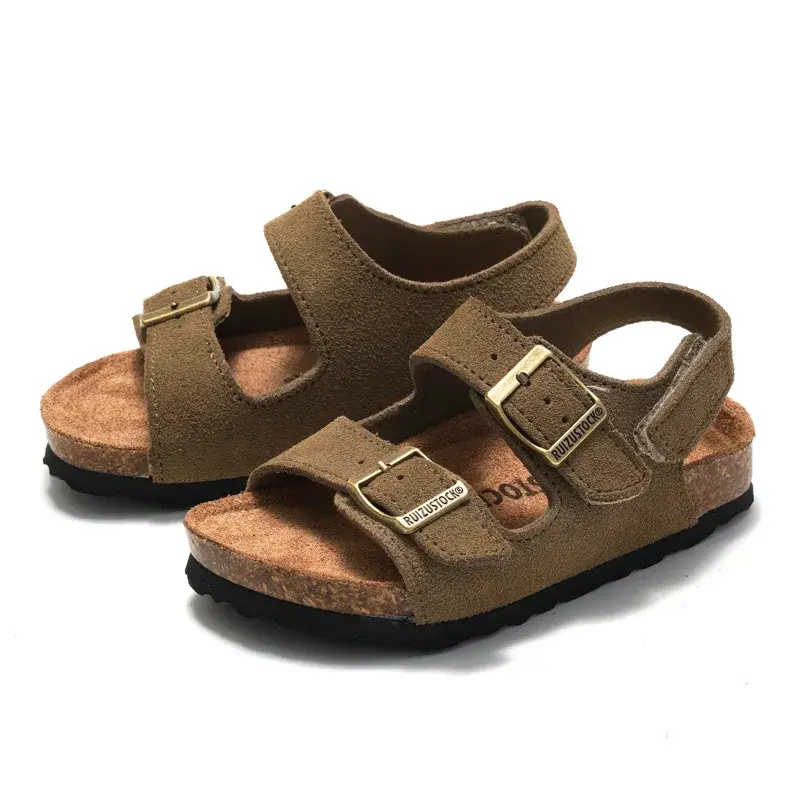 Ruizustock Spring New Children's Frosted Soft Wooden Sandals Boys Beach Shoes Women's Student Slippers Outdoor