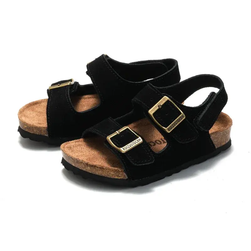 Ruizustock Spring New Children's Frosted Soft Wooden Sandals Boys Beach Shoes Women's Student Slippers Outdoor