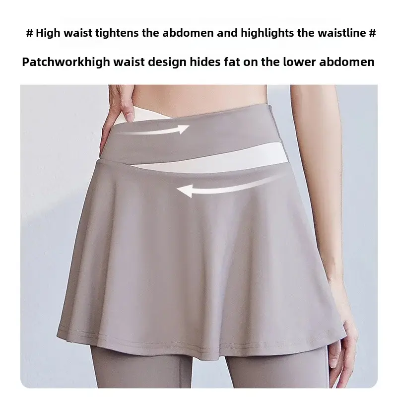 High-Waisted Illusionleggings Two-Piece Set Yoga Fitness Sportswear Quick Dry Breathable Stretchy Color Block Leggings