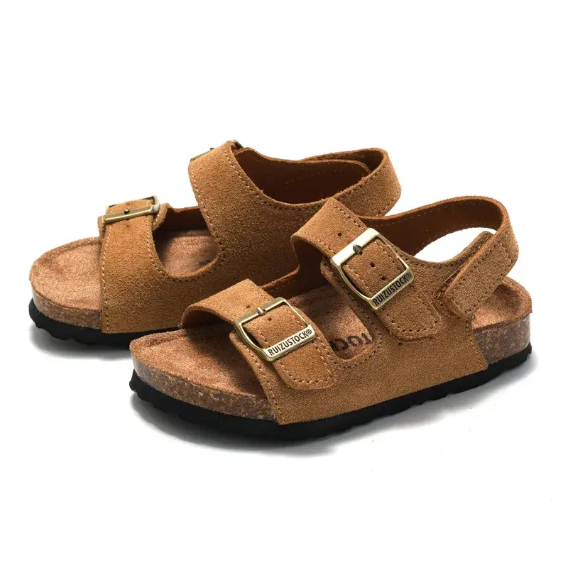 Ruizustock Spring New Children's Frosted Soft Wooden Sandals Boys Beach Shoes Women's Student Slippers Outdoor