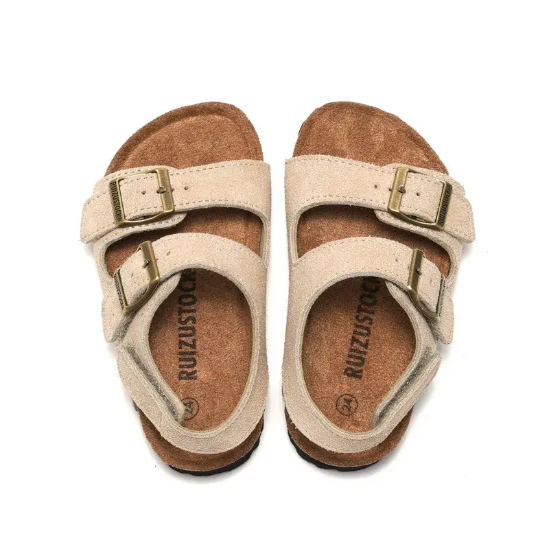Ruizustock Spring New Children's Frosted Soft Wooden Sandals Boys Beach Shoes Women's Student Slippers Outdoor