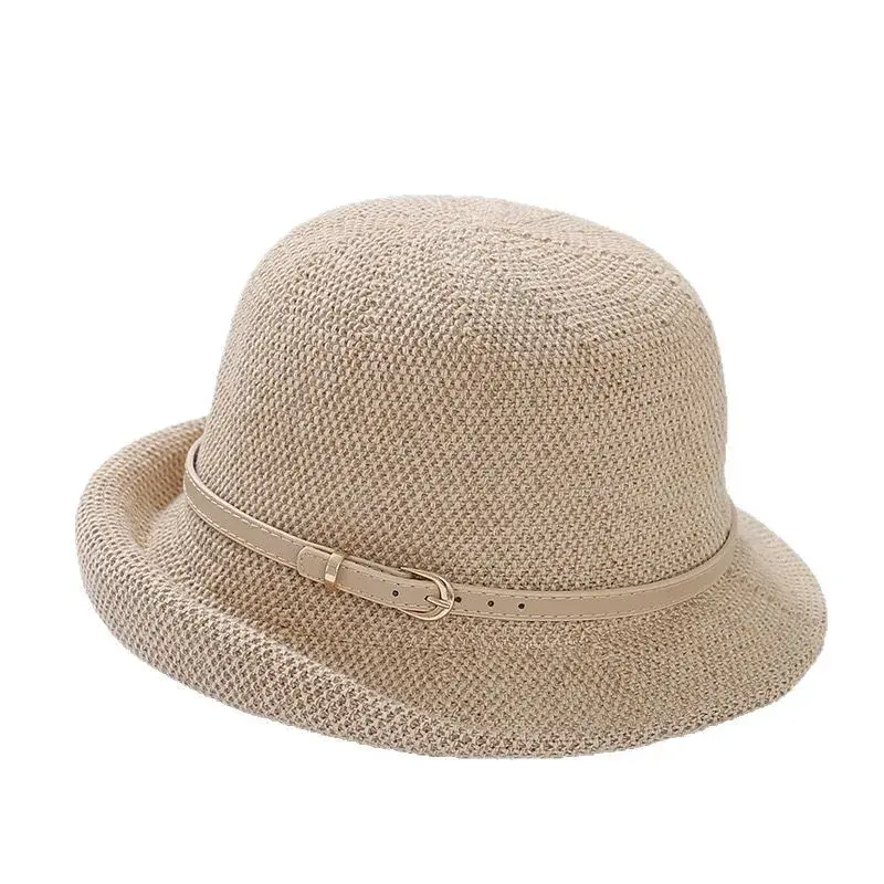 Women's Spring Autumn Foldover Belted Fashionable Sun Hat Face Covering UV Protection Stylish Fisherman Cap Casual Lace Net Hat