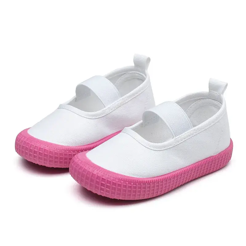 2024 Children's Canva Shoes Indoor Shoes For Boys And Girls Kindergarten White Casual Shoes Loose Fitting Comfortable Children's