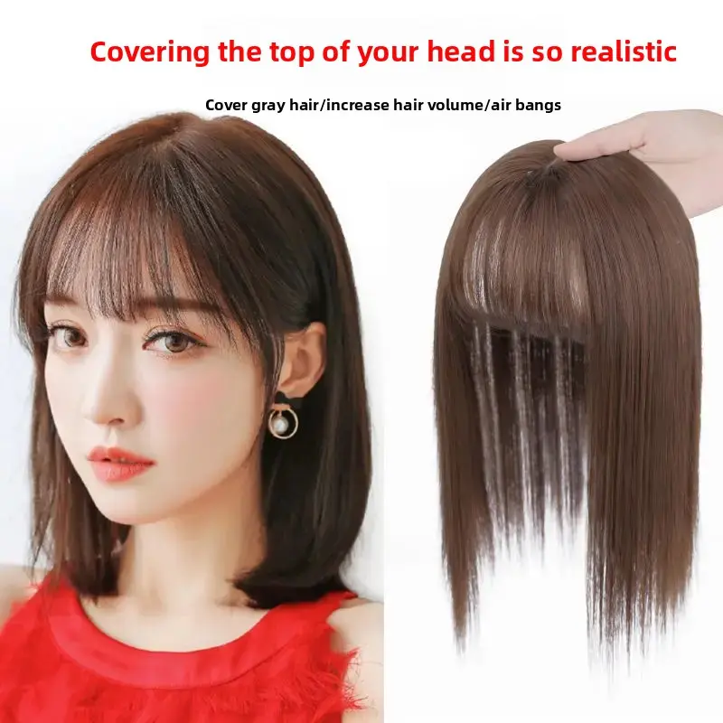 Women's Airy Bangs Hair Extension Pieces Realistic Hair Covers up White Hair Adds Volume Seamless Hairpieces Blocks