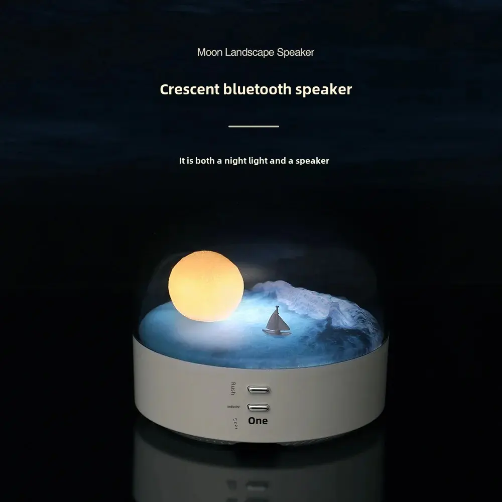Creative Moon Night Light Bluetooth Speaker High Aesthetic Value Indoor Night Light Eye Protection Atmosphere Light Birthday Gif