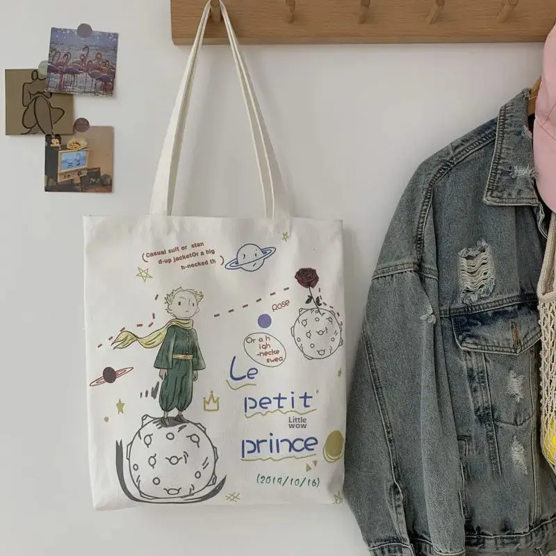 Prince's Commemorative Canva Bag Women's Single Shoulder INS Style Korean Artistic Niche Ulzzang Cloth Bag Women's