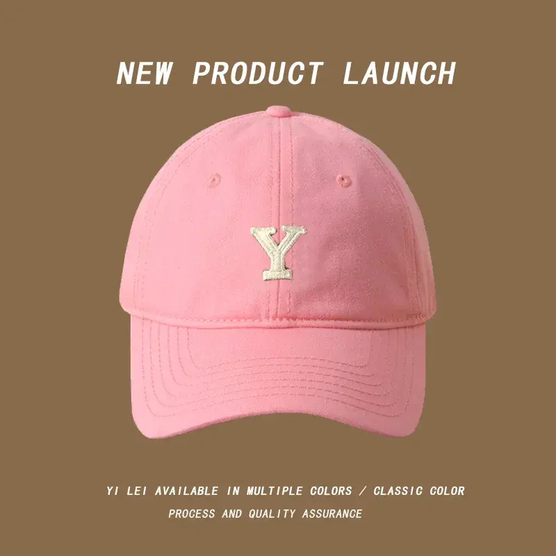 Unisex Cotton Baseball Cap Y Letter Adjustable Bendable Brim Soft Top Sunshade Hat Fashionable Simple Sporty Trendy Cap
