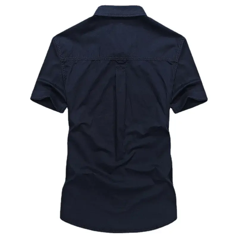 2024 Summer Men's Wear Short Sleeve Cotton Military Travel Loose Fit Plus Size Outdoor Work Shirt Trendy Casual Shirt
