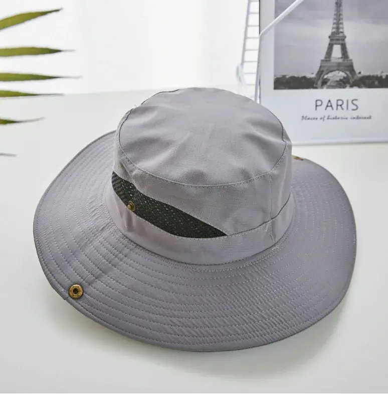 Outdoor Fishing Cap Customizable Logo Mountaineering Hat Breathable Sunshade Large Brim Cross-Border Straw Boater Hat