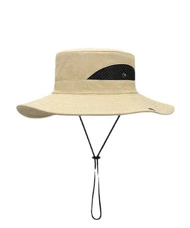 Outdoor Fishing Cap Customizable Logo Mountaineering Hat Breathable Sunshade Large Brim Cross-Border Straw Boater Hat