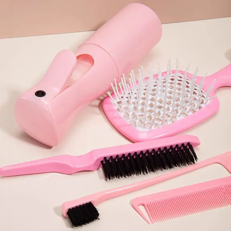 Detachable Nine Row Comb Brush Set Professional Hairdressing Steel Needle Tip Tail Comb for Extensions Spray Bottle Kit