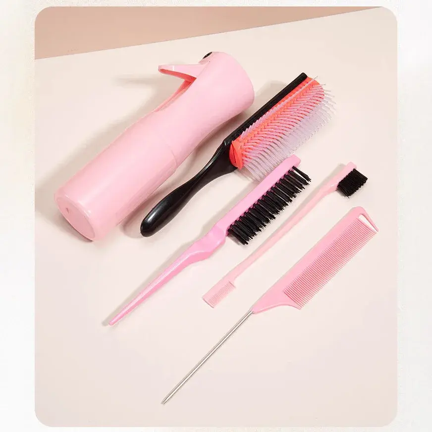 Detachable Nine Row Comb Brush Set Professional Hairdressing Steel Needle Tip Tail Comb for Extensions Spray Bottle Kit