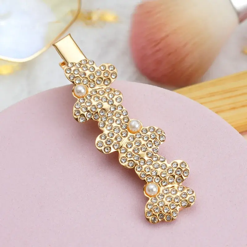 Elegant French Style Pearl Embellished Hair Clip Women's Cute Single Letter Hairpin Net Red Popular Hair Accessories