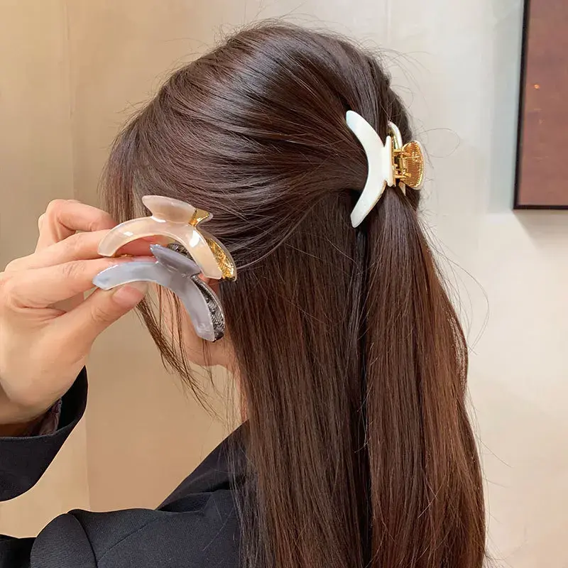 New Premium Arch Shaped Medium Hair Claw Clip Half Updo Shark Clamp High Quality Acetate Women's Hair Accessories Salon Grade