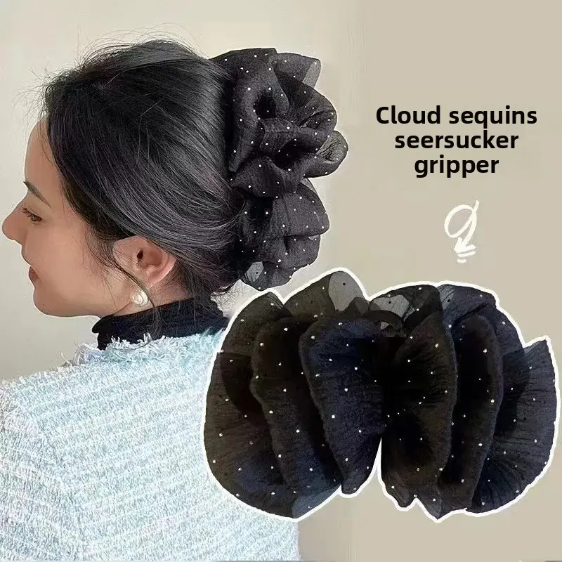 Princess Style Cloud Mesh Bubble Hair Claw Shark Clamp Butterfly Knot Popular Internet Red Hair Accessories Professional Salon P