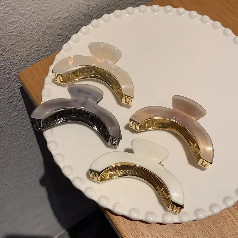New Premium Arch Shaped Medium Hair Claw Clip Half Updo Shark Clamp High Quality Acetate Women's Hair Accessories Salon Grade