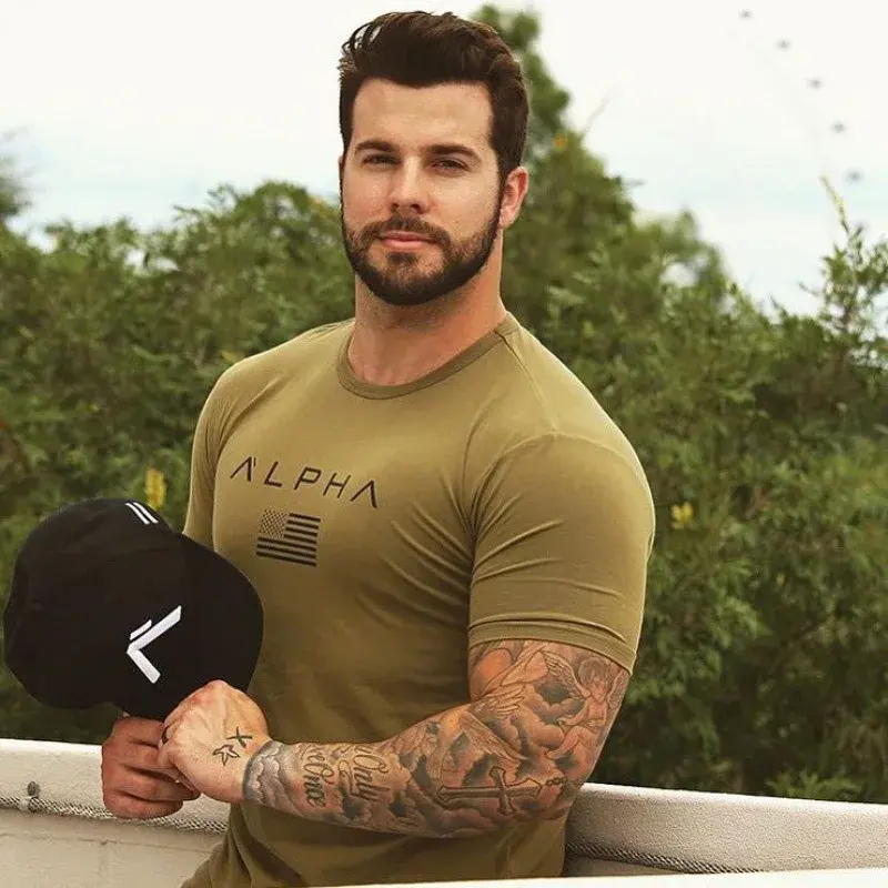 Muscle Brothers Men's Short Sleeve round Neck Sport T-shirt Summer Running Fitness Training Clothing Alpha Dry Quick-drying