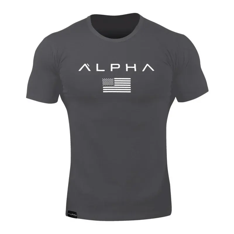 Muscle Brothers Men's Short Sleeve round Neck Sport T-shirt Summer Running Fitness Training Clothing Alpha Dry Quick-drying