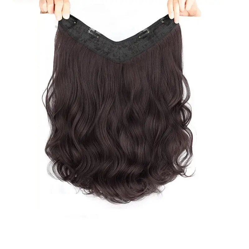Women's Fake Hair Piece One Piece Simulation Long Curls No Trace Extension Piece Invisible Big Wave Fluffy Hair Extension
