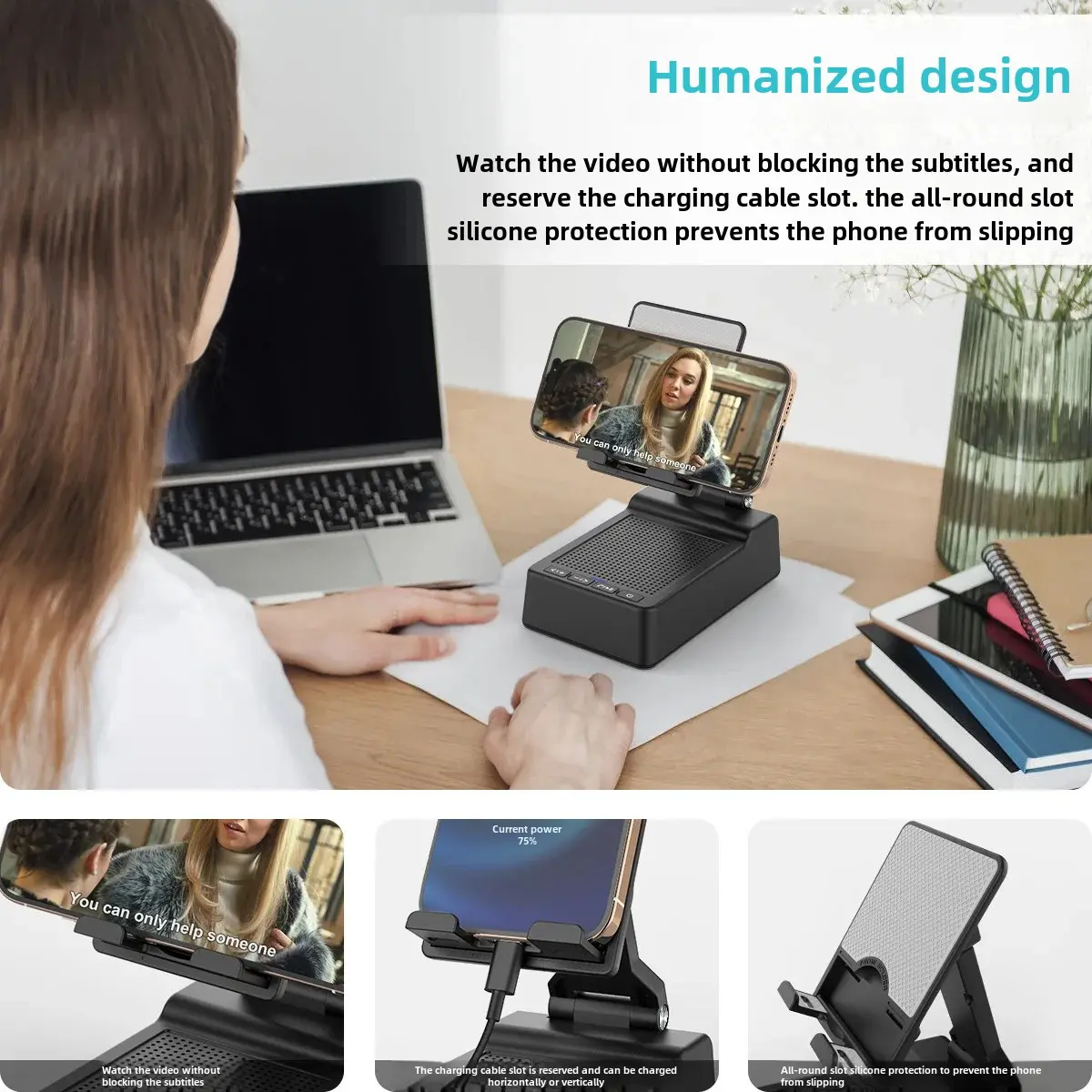 New Multifunctional Foldable Raising Mobile Phone Holder Bluetooth Speaker Two-In-One Sound Box Stand Navigation Accessories