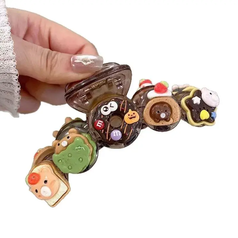 Adorable Cartoon Double-Sided Animal Hair Claw Clip Women's Stylish Shark Tail Back of Head Bun Hair Clip Professional Salon Gra