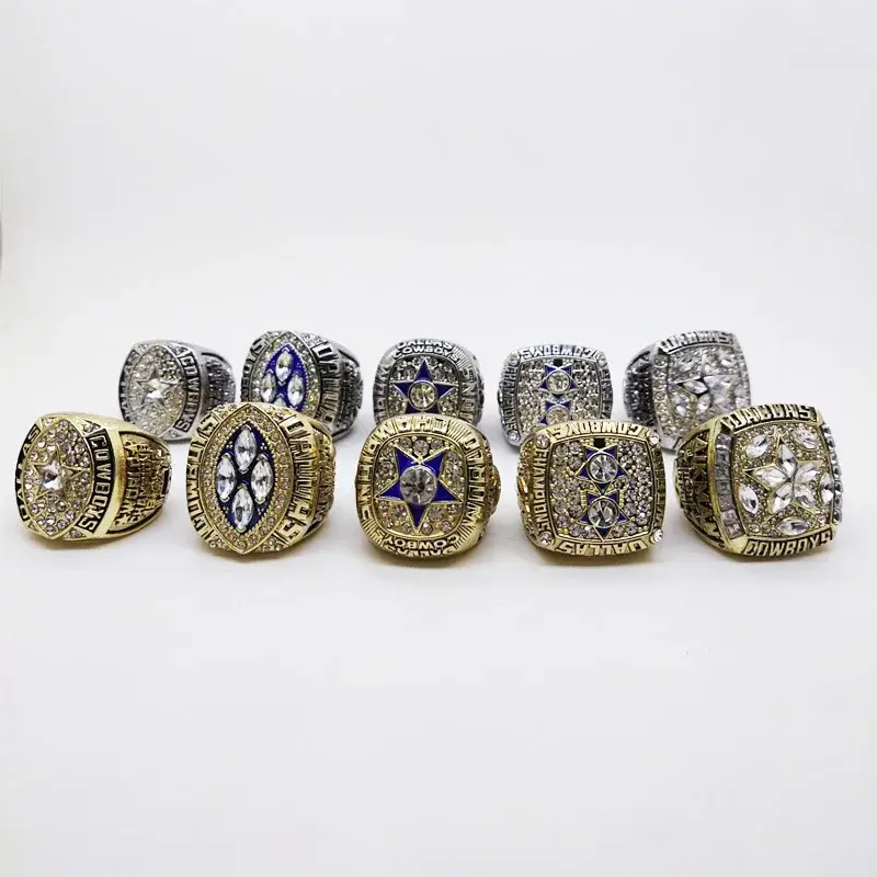 Dallas Denim Crown Jewelry Ring Set 5 Pieces European And American Men's Fashion Rings