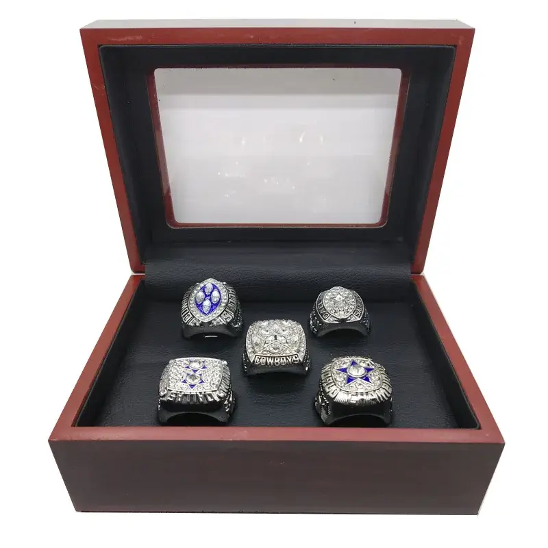 Dallas Denim Crown Jewelry Ring Set 5 Pieces European And American Men's Fashion Rings