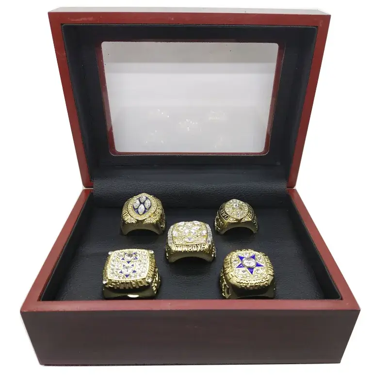 Dallas Denim Crown Jewelry Ring Set 5 Pieces European And American Men's Fashion Rings