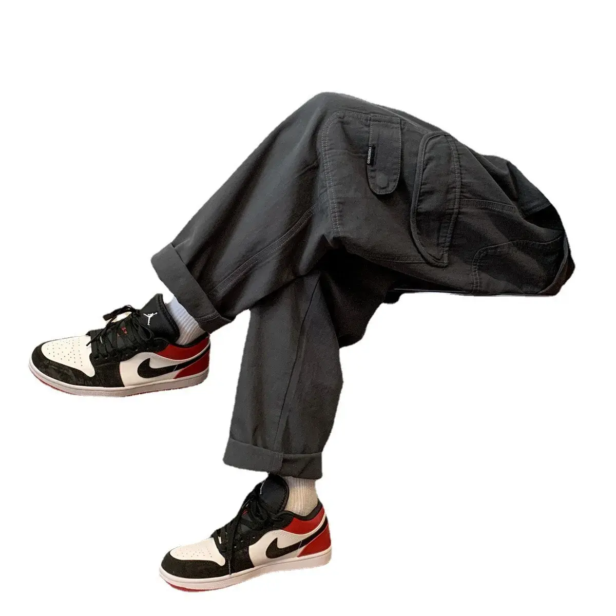 Japanese Style Loose-fit Cargo Pants Unisex New Solid Color Streetwear Simple Trendy Wide-leg Straight-leg Versatile Trousers