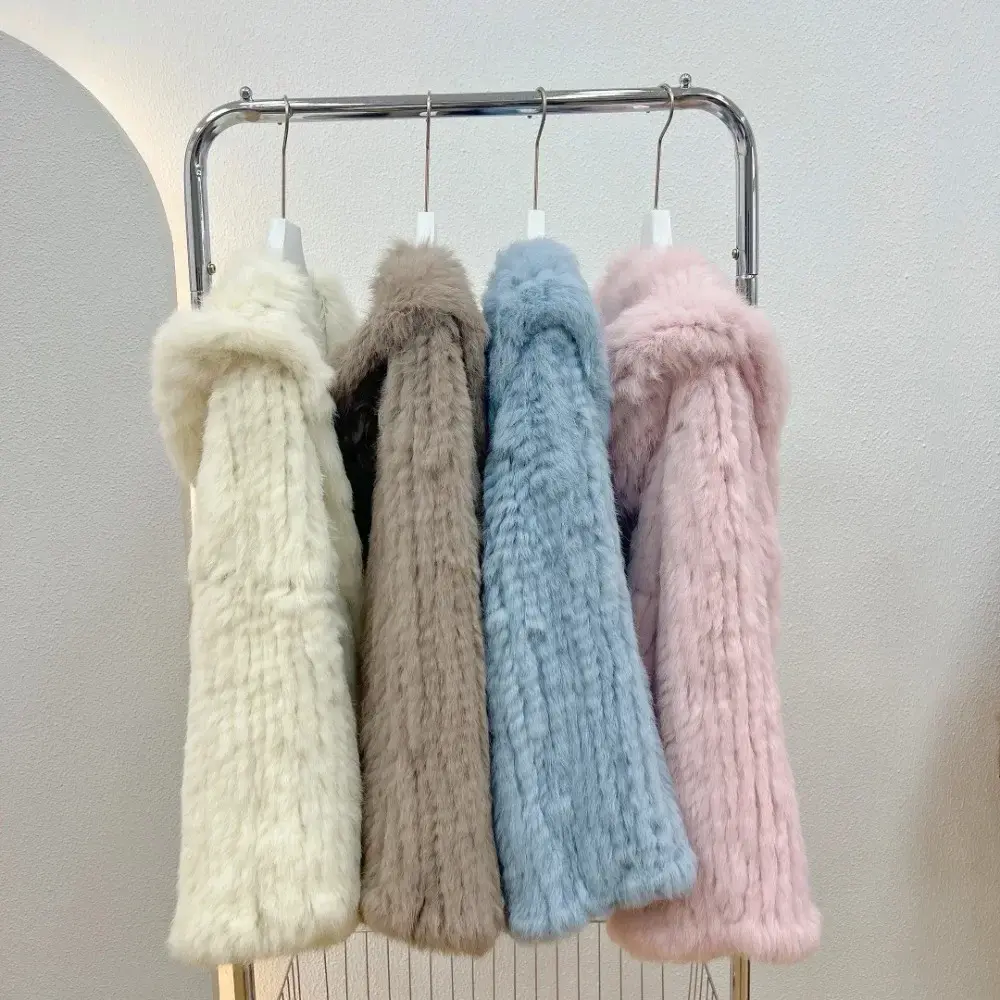 Real Rabbit Fur Coat Autumn Winter Women 100% Natural Fur Jacket Loose Manual Weave Quality Streetwear Hooded Flare Sleeves New