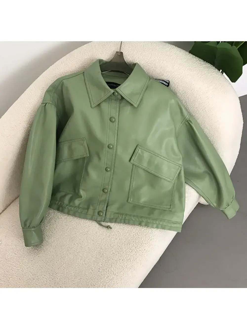 2024 Spring Faux Leather Jacket Women Streetwear Autumn Long Sleeve Short Coats Loose Warm Moto Biker Outwear American Style