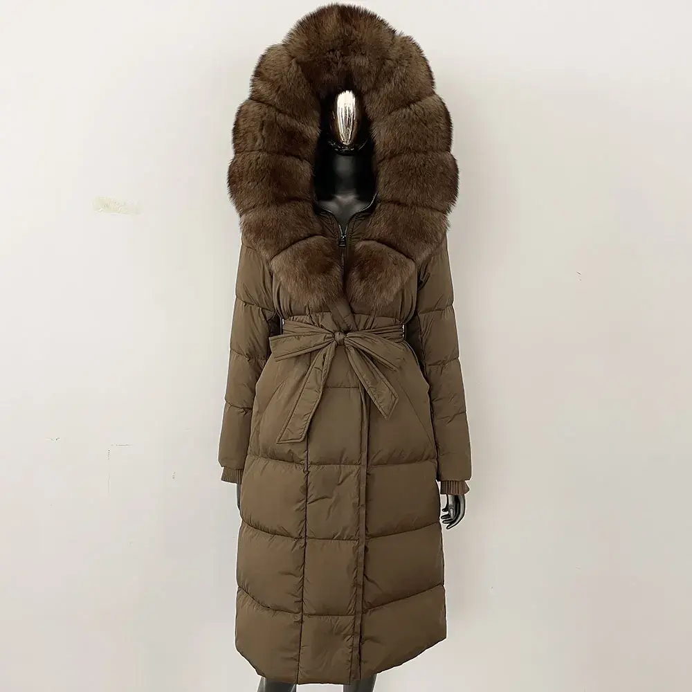 2024 New Winter Warm White Goose Down Jacket Women Long Hooded Puffer Jacket Women Real Fox Fur Coat Female Natural Fur Coat