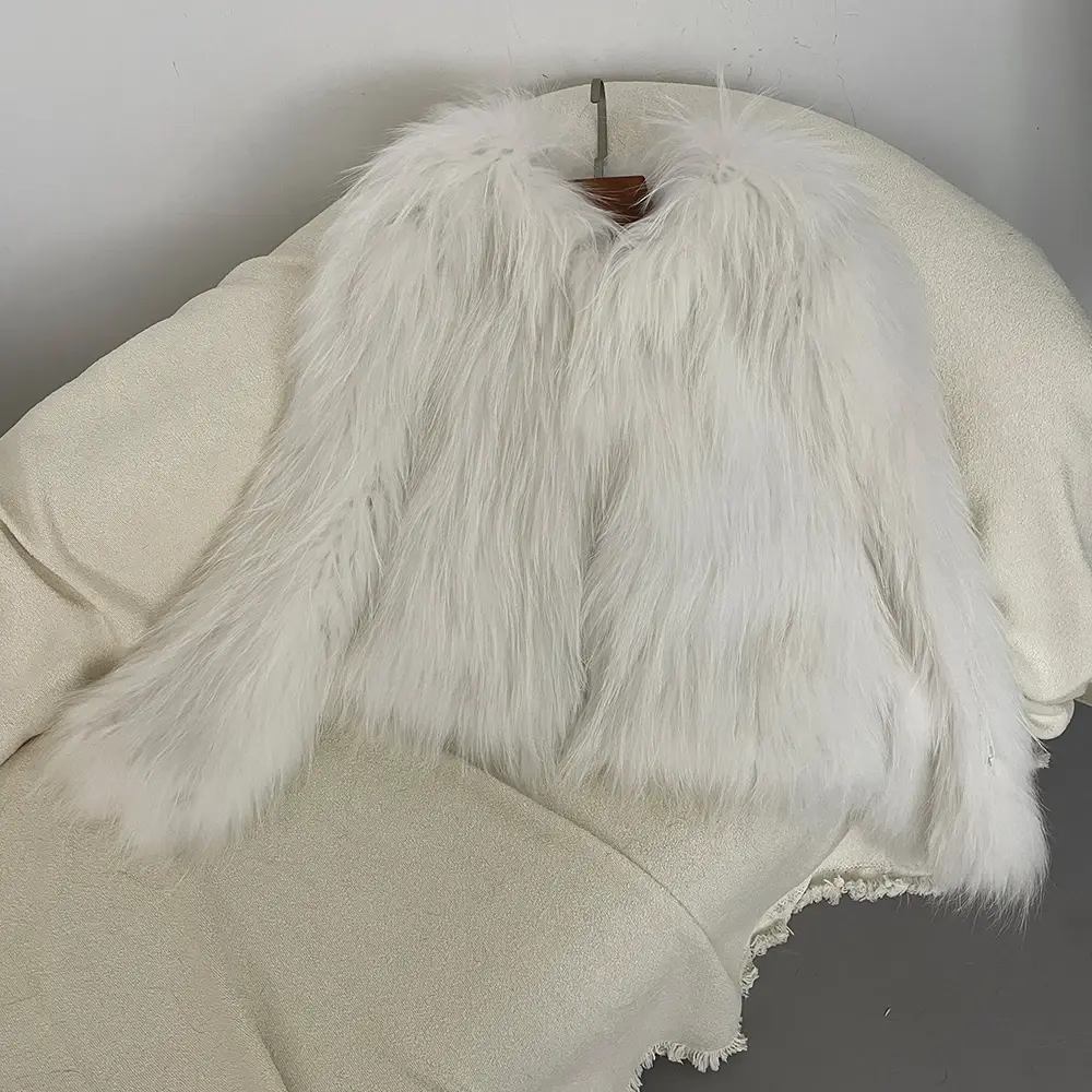 2024 Autumn Winter New Natural Raccoon Fur Jacket Double-sided Fashion Thickened Woven Fur Women Warm Fur Jacket Daily Commuting