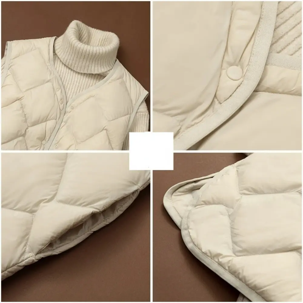 Down Jacket for Women 2024 New American Fashion Autumn Winter Sleeveless Parkas Casual Vintage Single Breasted Solid Coats