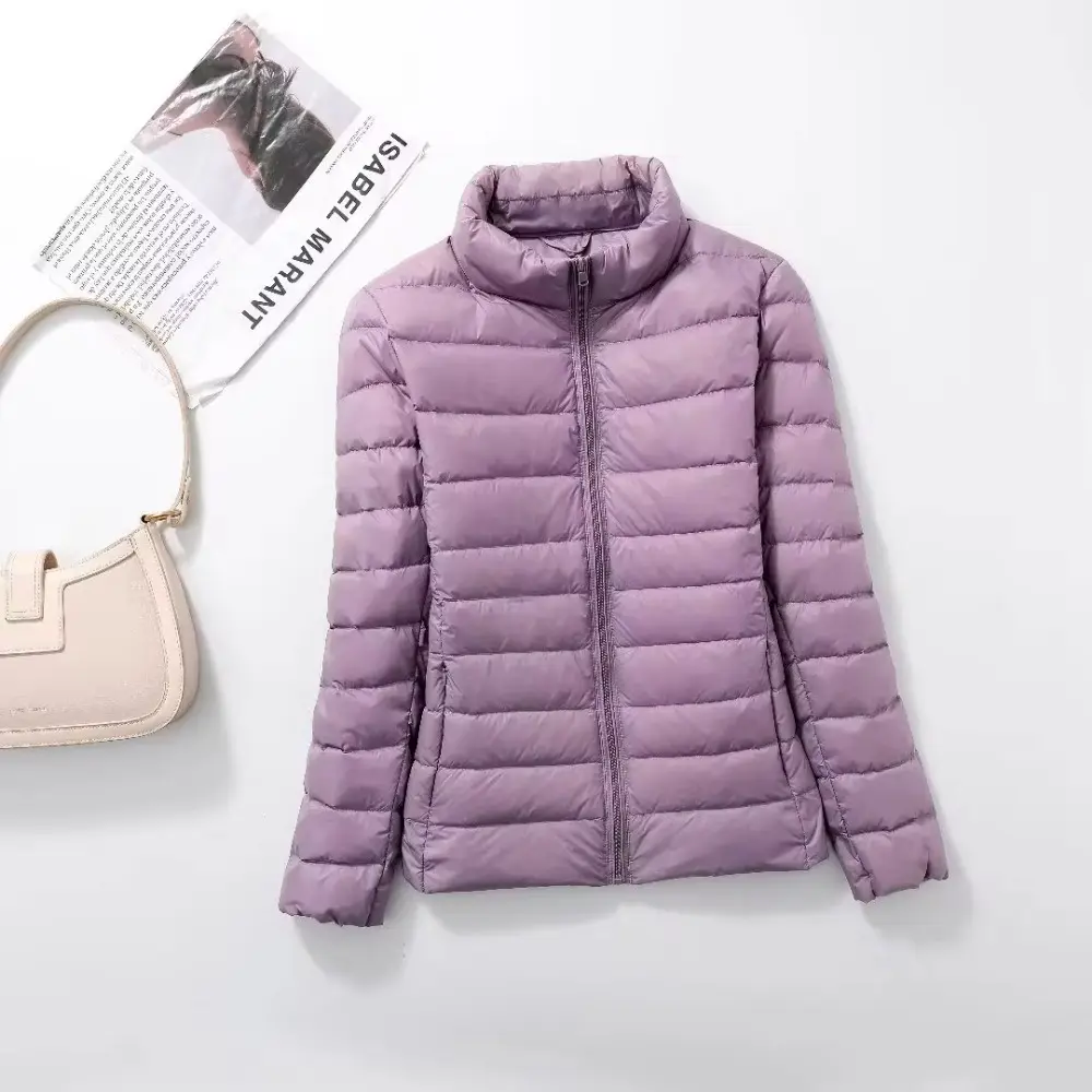 Plus Size Light Down Jacket Women Inner Cloth Autumn Winter Slim Short Stand Collar Warm White Duck Down Coat Women Outerwear