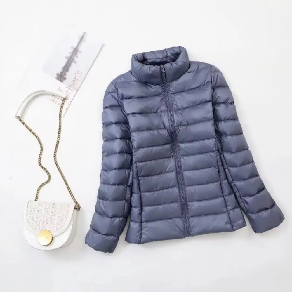 Plus Size Light Down Jacket Women Inner Cloth Autumn Winter Slim Short Stand Collar Warm White Duck Down Coat Women Outerwear