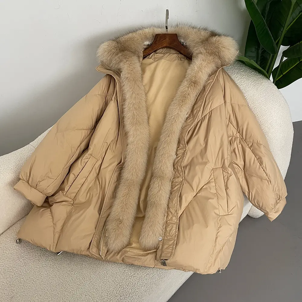 2024 Women's Fashion New Autumn-winter Warm True Fox Collar Goose Down Coat Thick Women's Coat Luxury Women's Coat