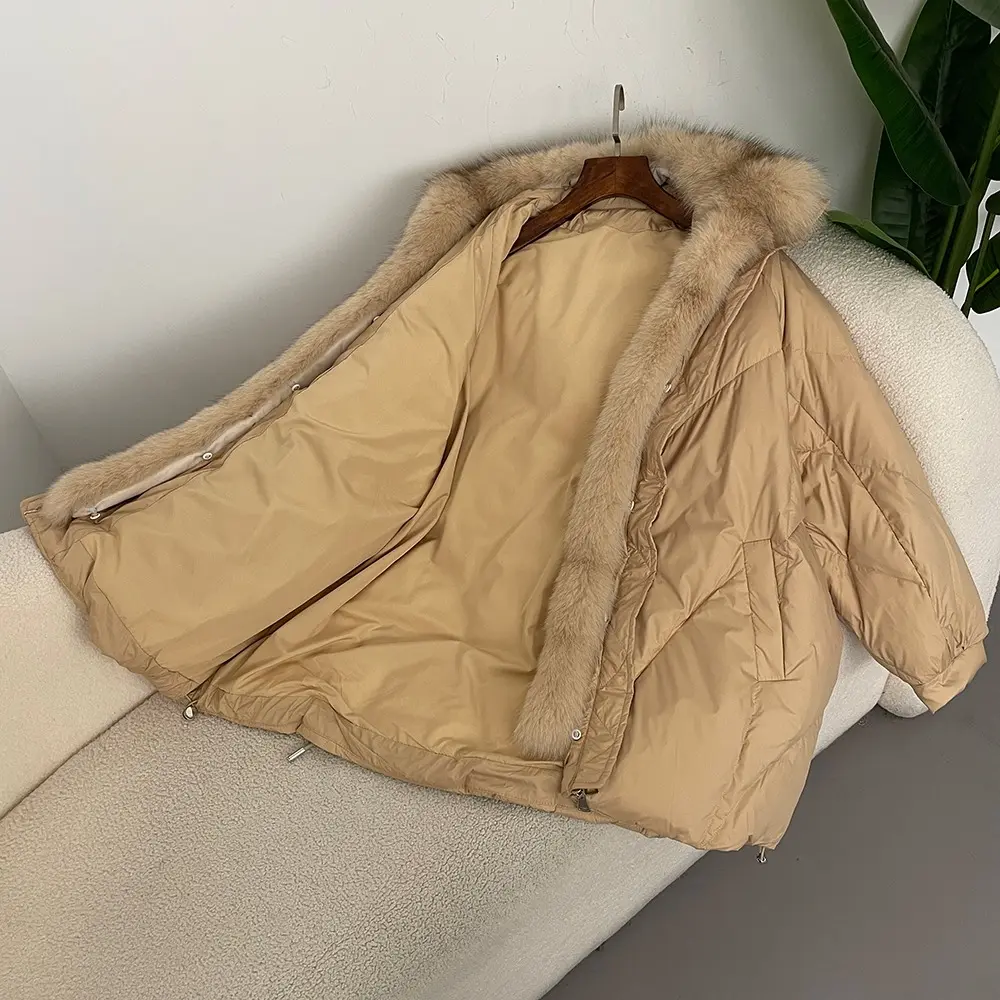 2024 Women's Fashion New Autumn-winter Warm True Fox Collar Goose Down Coat Thick Women's Coat Luxury Women's Coat