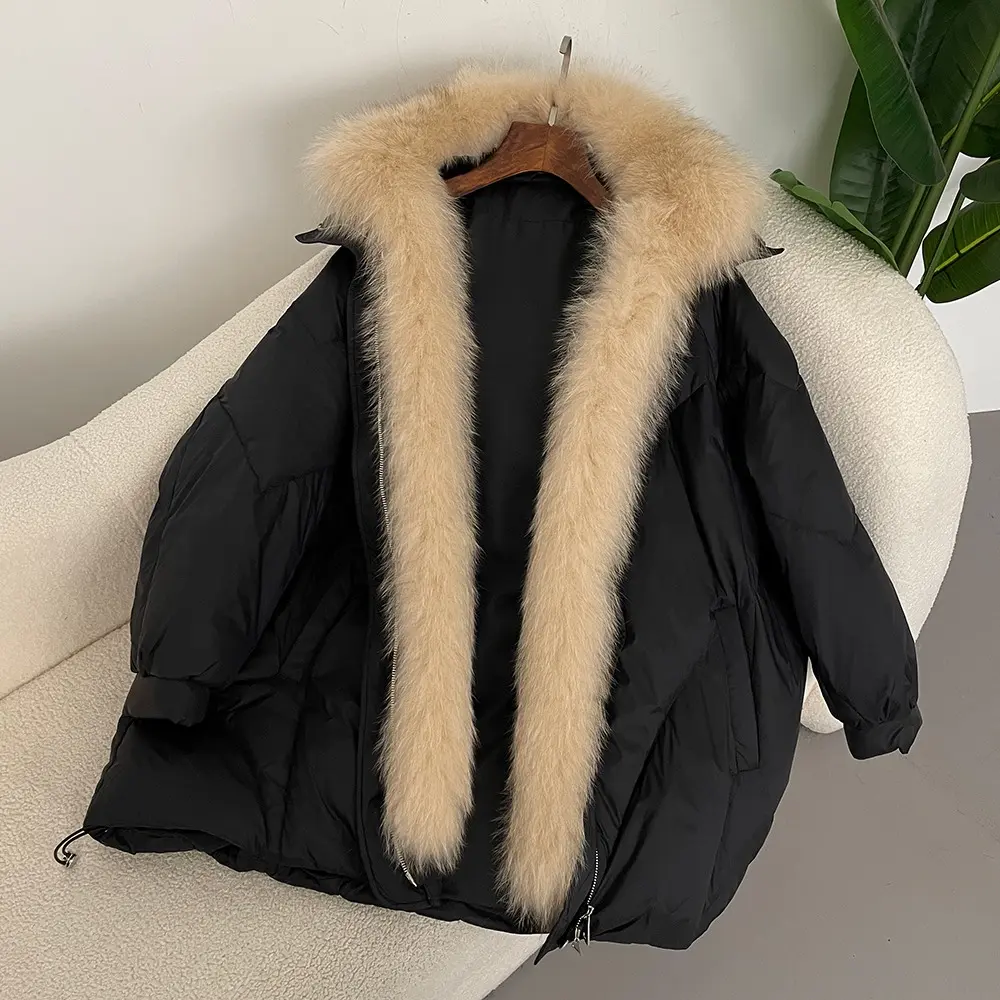 2024 Women's Fashion New Autumn-winter Warm True Fox Collar Goose Down Coat Thick Women's Coat Luxury Women's Coat