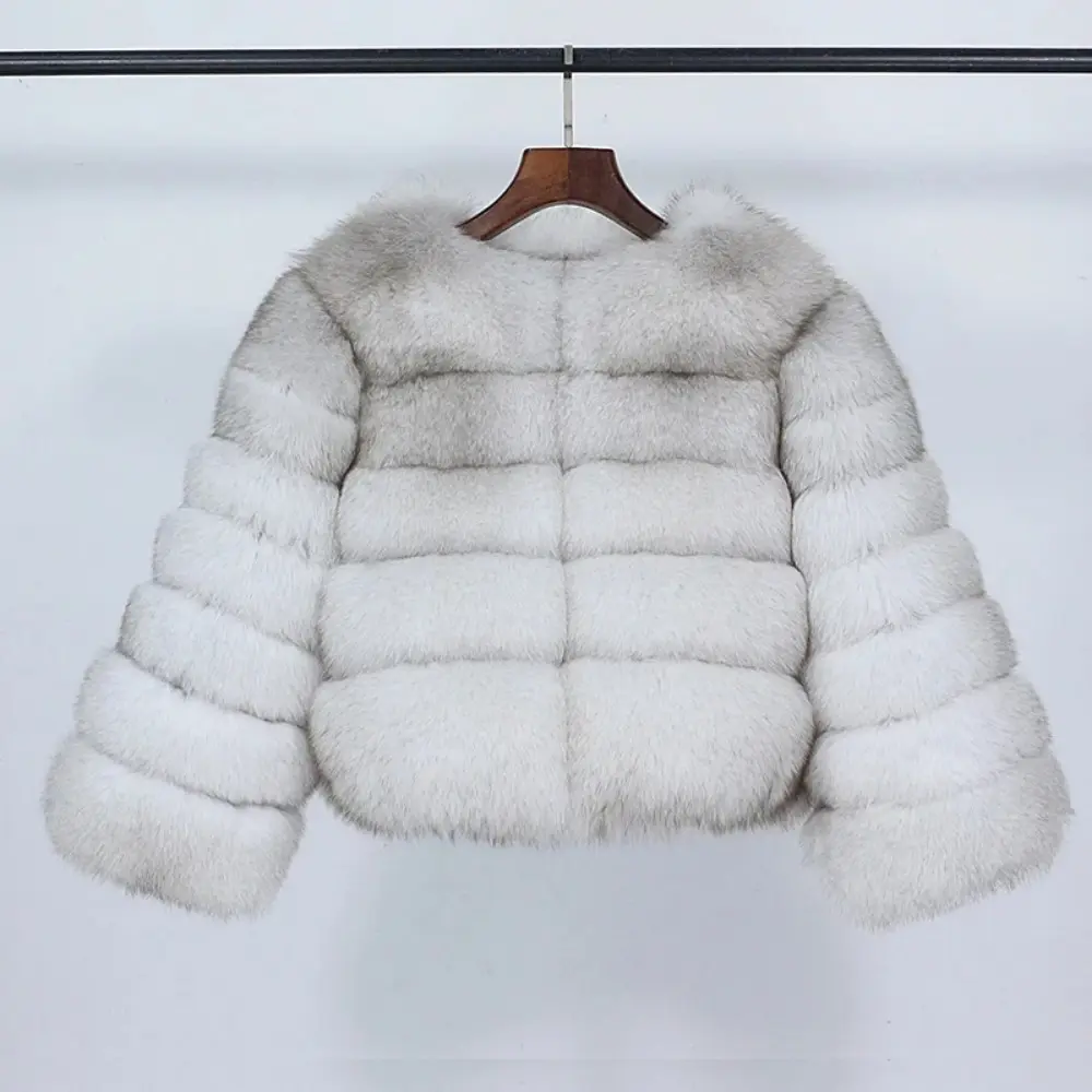 2023 Real Fox Fur Coat Winter Jacket Women Natural Fox Fur Raccoon Outerwear O-neck Thick Warm Luxury Female Plus Size