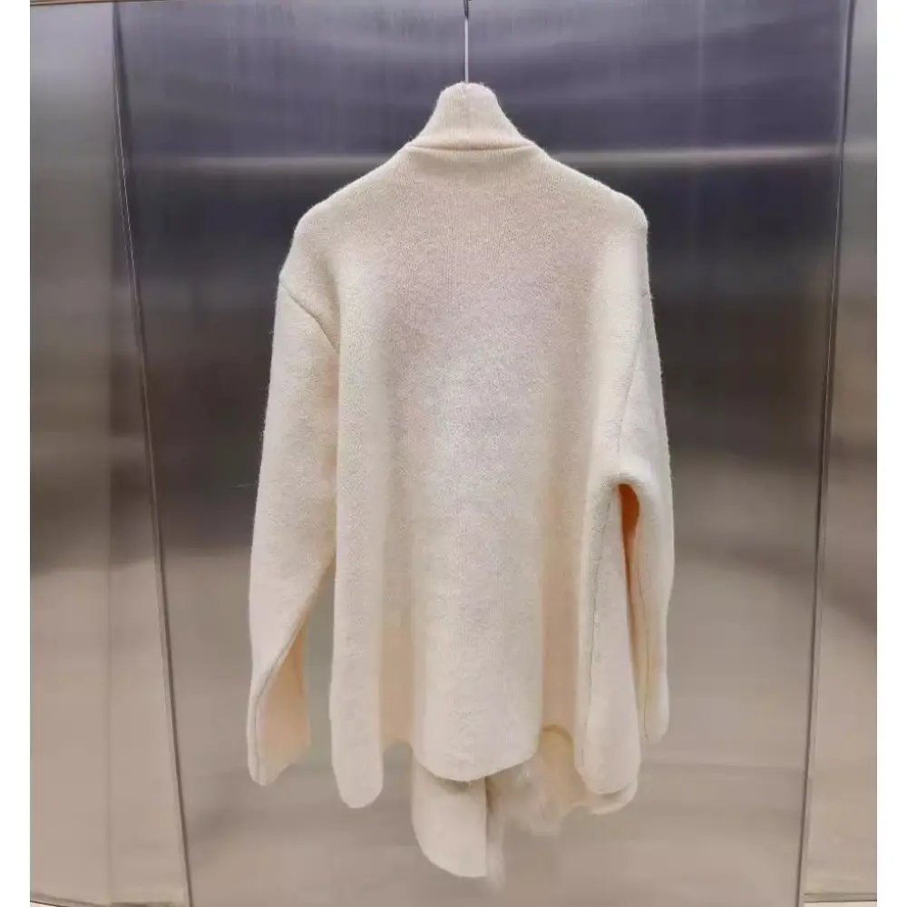 2024 Autumn Winter New Fashion Style Fox Fur Sweater Mid-length Knitting Coat Feamel Cardigan Sweater Jacket Women's Sweater