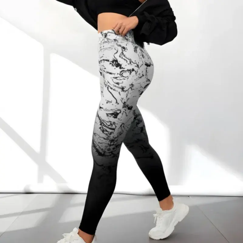 Seamless Printed Sports Yoga Pants with High Waist Fashionable Sexy Peach Buttocks Leggings Exercise Running Yoga Pants