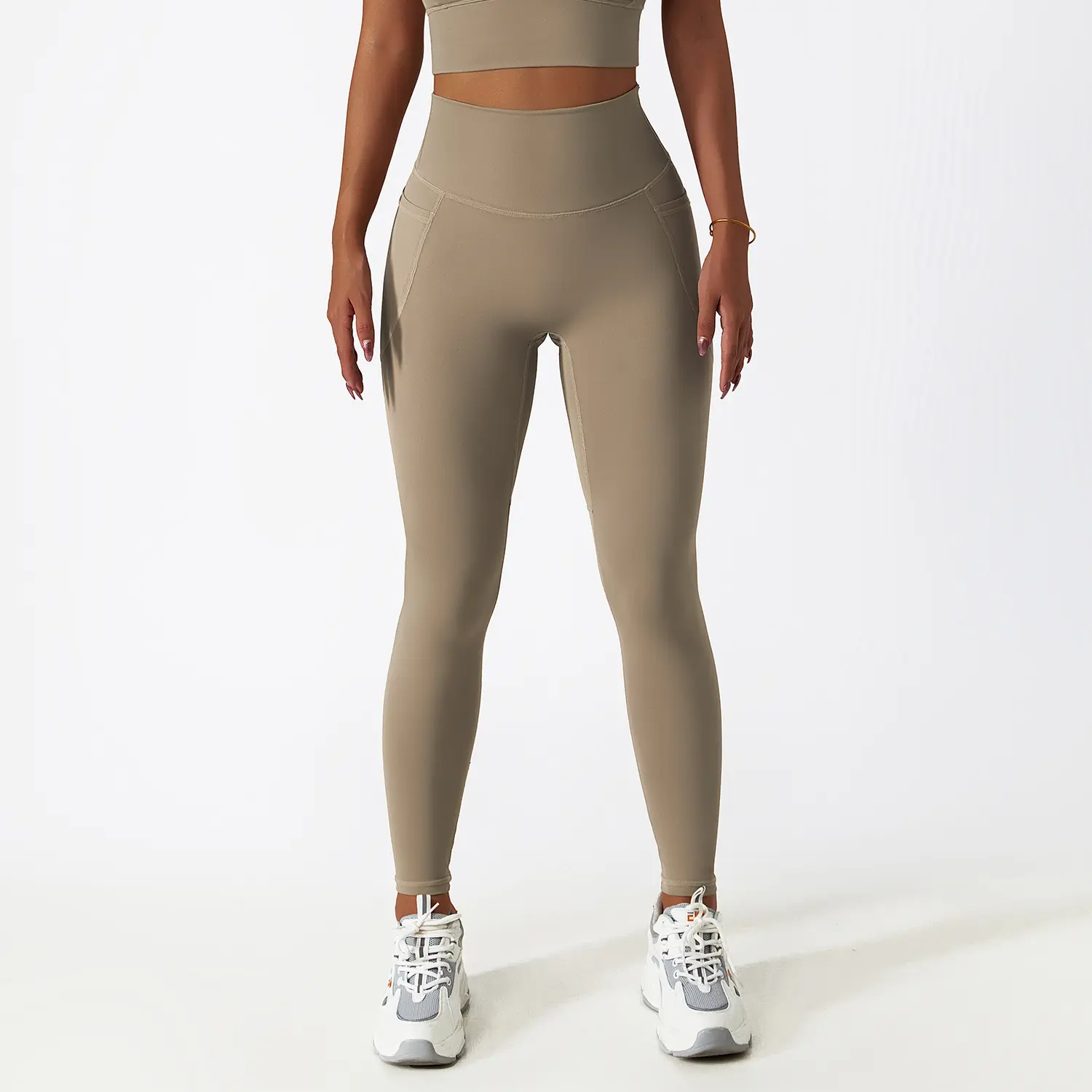 Women Fitness Leggings Yoga Workout Running Pants High Waist Butt Lift Sports Tights Side Pocket Mesh Leggings Trousers Pants