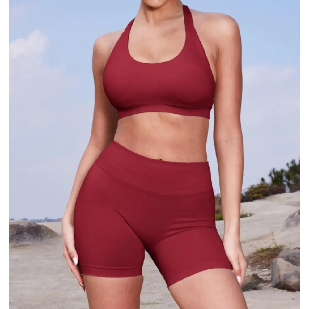 Seamless Women Yoga Halter Bra Open Back Sports Crop Tops Quick Drying Gym Fitness Tops Padded Workout Running DLOGO