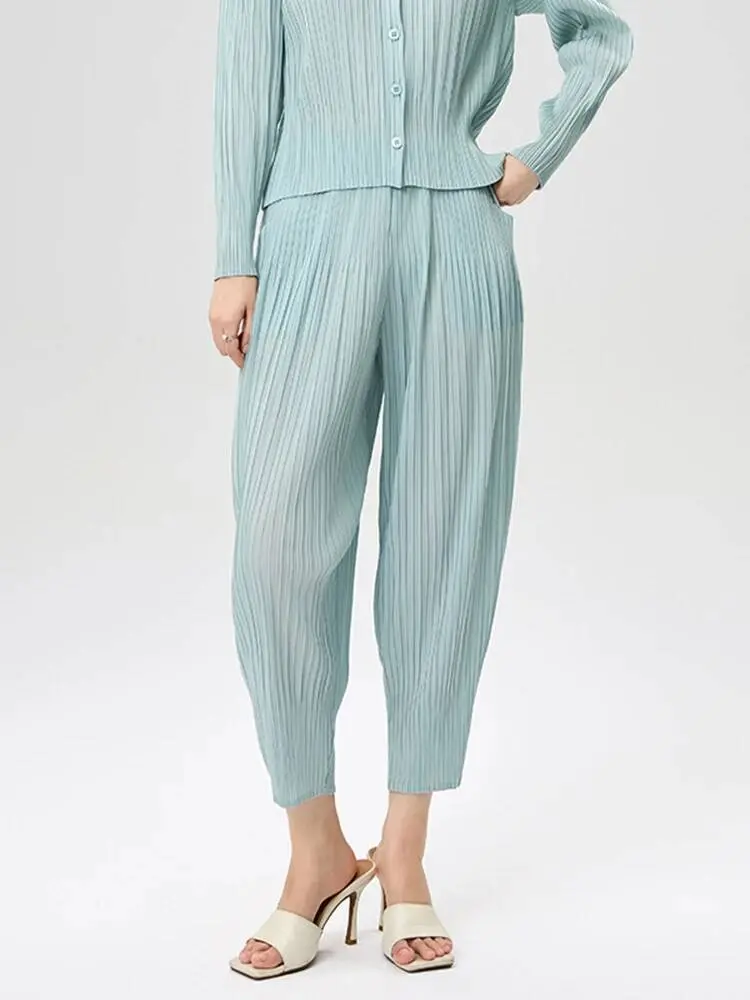LANMREM High Quality 2025 Summer New Loose Women's Carrot Pants Simple Breathable Casual Elastic Waist Harem Trousers 2DB3527