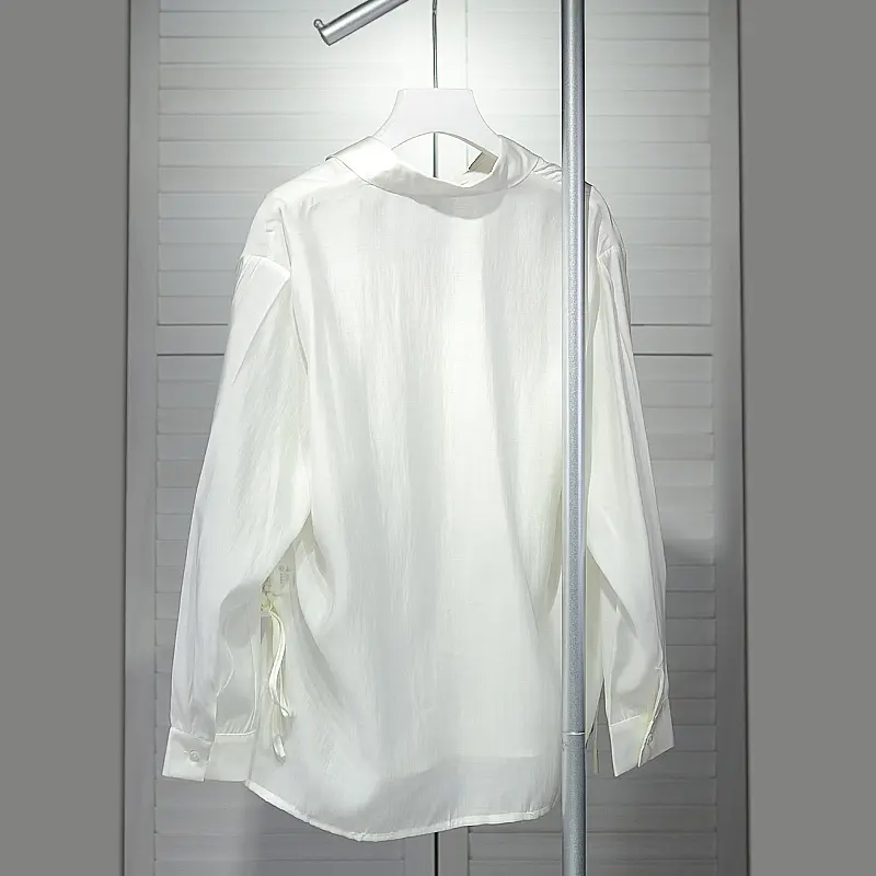 LANMREM Lightweight Sunscreen Long Sleeve Shirt Women's 2025 New Summer Soft Outerwear Drawstring Breathable Blouse Top 2DB4089